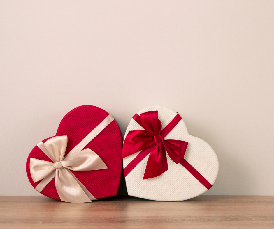 decorative image of Valentine's Day heart-shaped gift boxes