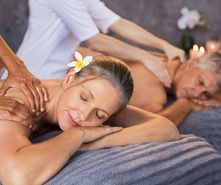 Mobile Massage Therapist Near Me - Image of Couple Getting Massaged by Mobile Massage Therapist