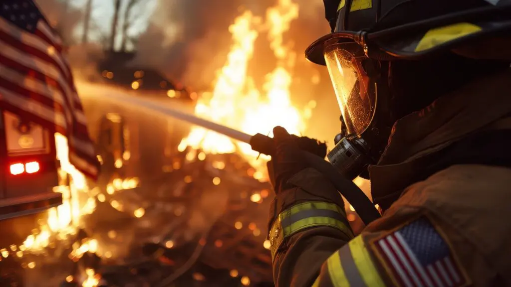 Firefighter fighting a fire